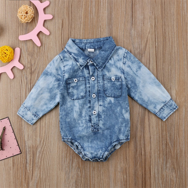 Acid wash Denim Romper