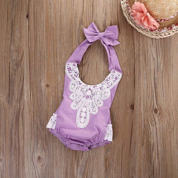 Backless lace romper – Little Baby Bowtique - Main Image
