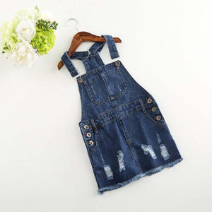 Distressed Denim Overall Dress