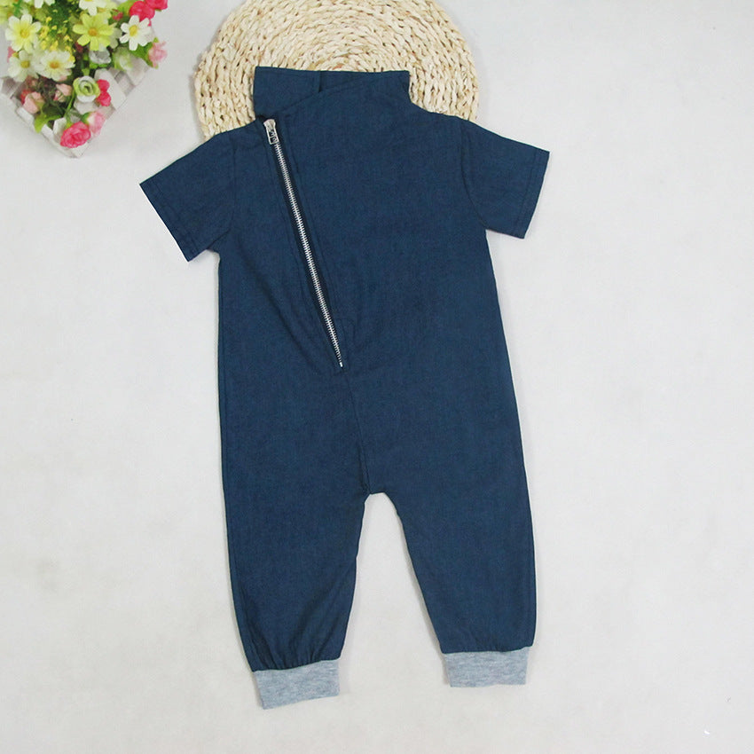 Denim Zip Romper