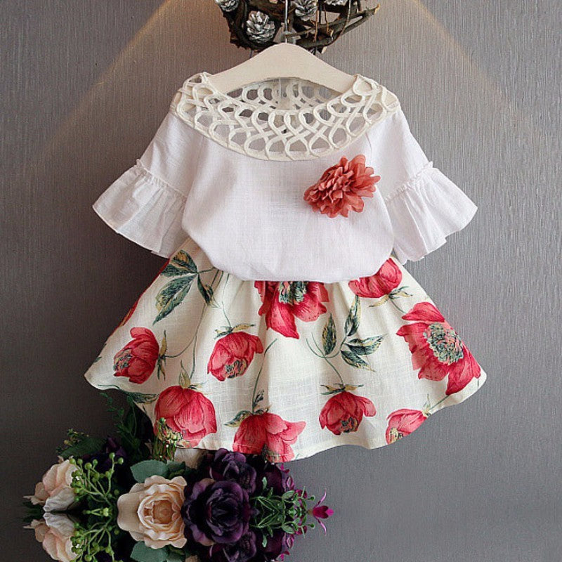 Floral Flower and Skirt Set